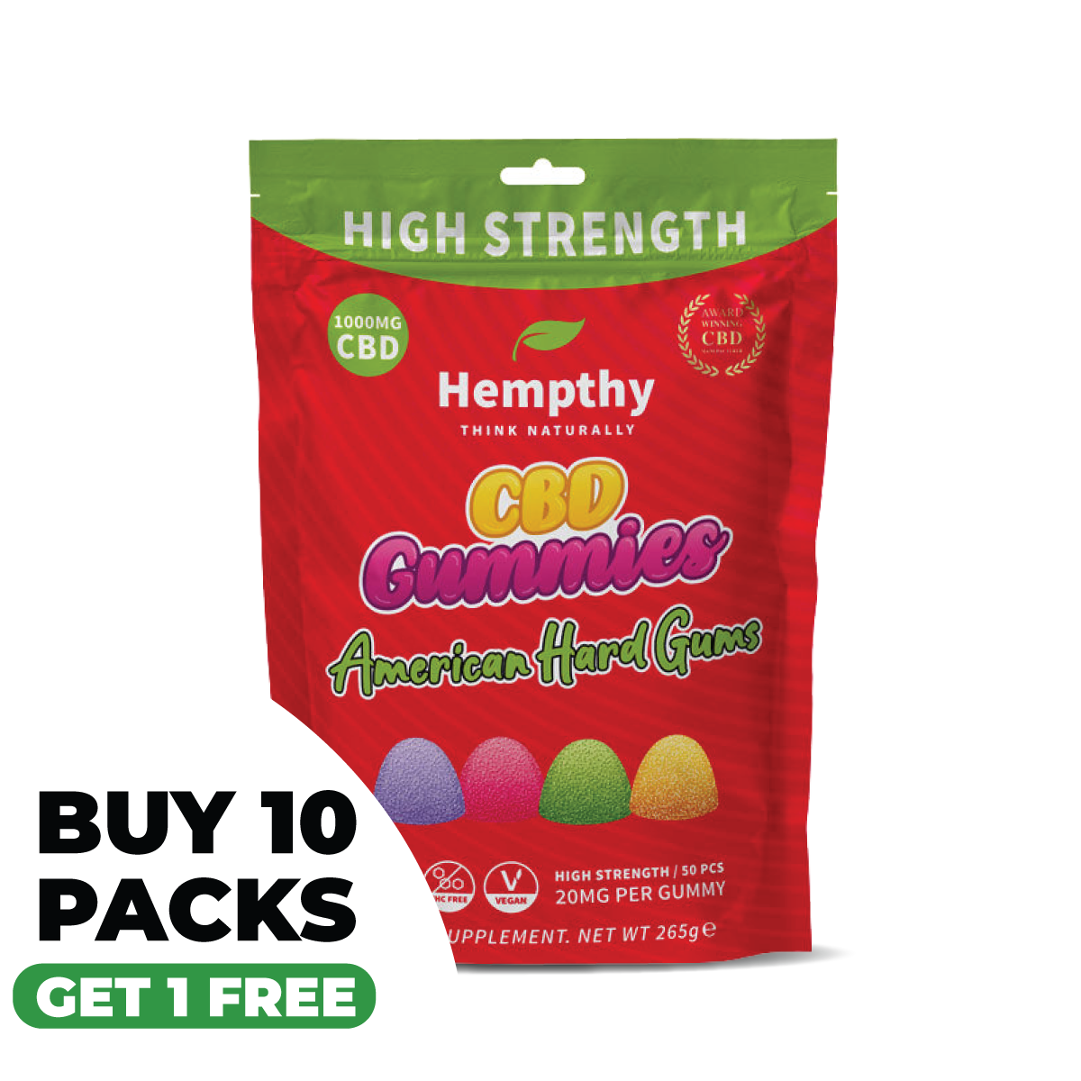 Hempthy CBD American Hard Gums 1000mg