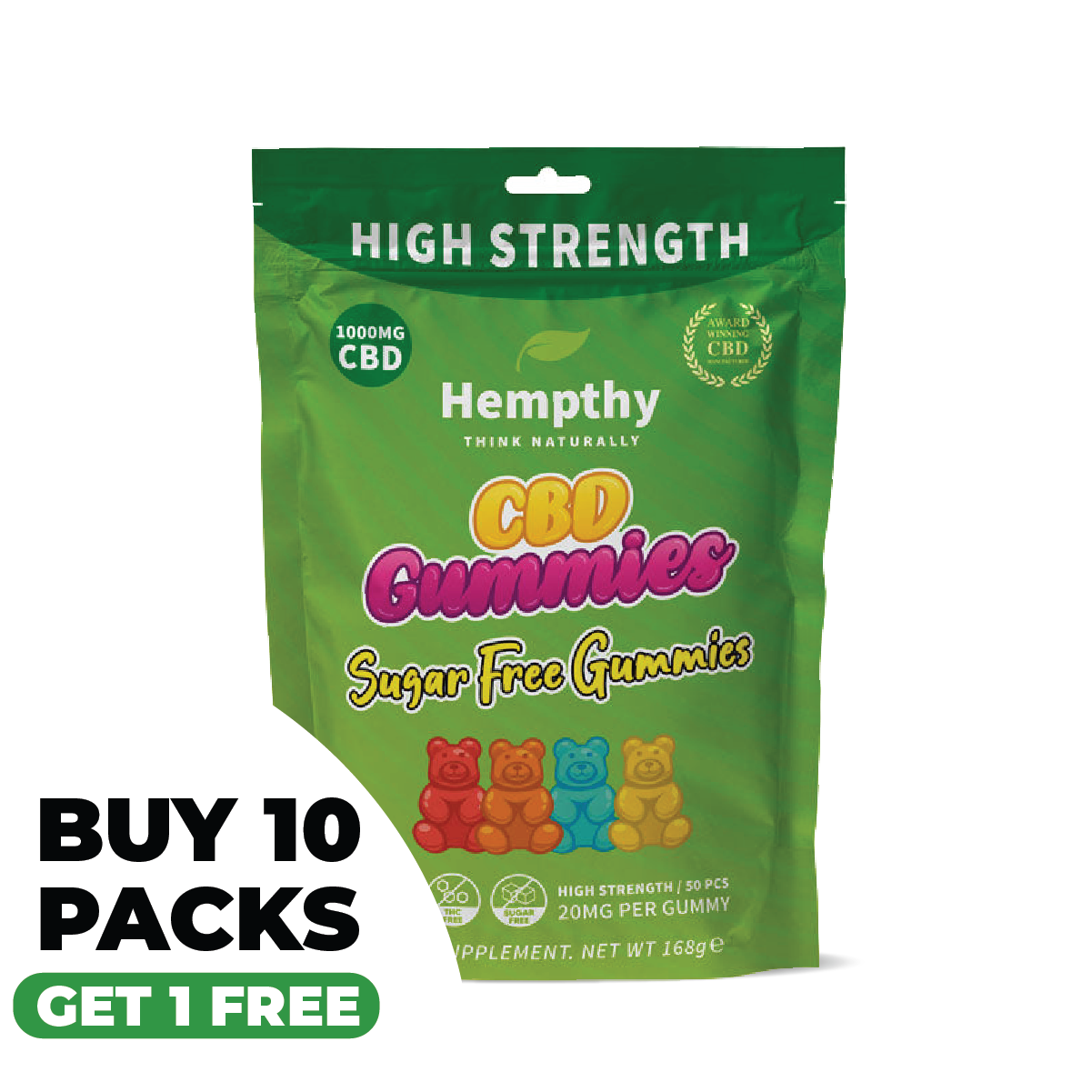Hempthy CBD Sugar Free Gummies 1000mg