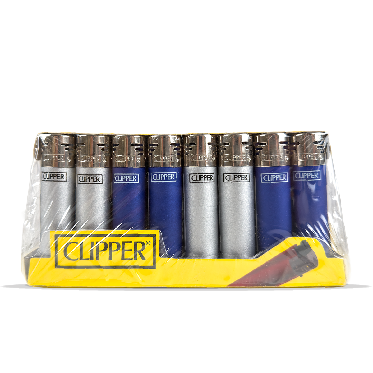 Clipper Lighters - Metallic Blue & Silver Electronic (40 pcs)