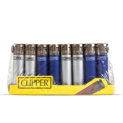 Clipper Lighters - Metallic Blue & Silver Electronic (40 pcs)