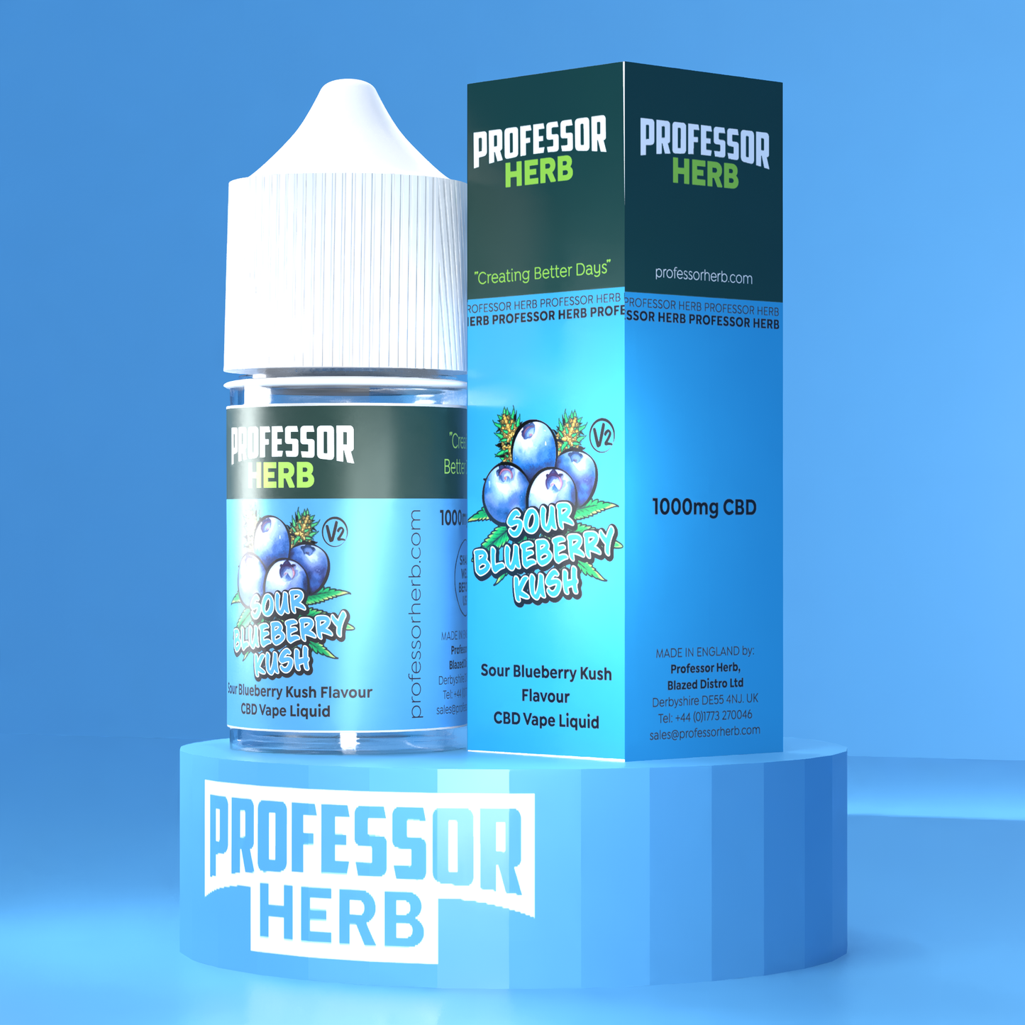 Professor Herb CBD Vape Liquid 1000mg/30ml V2- Sour Blueberry Kush