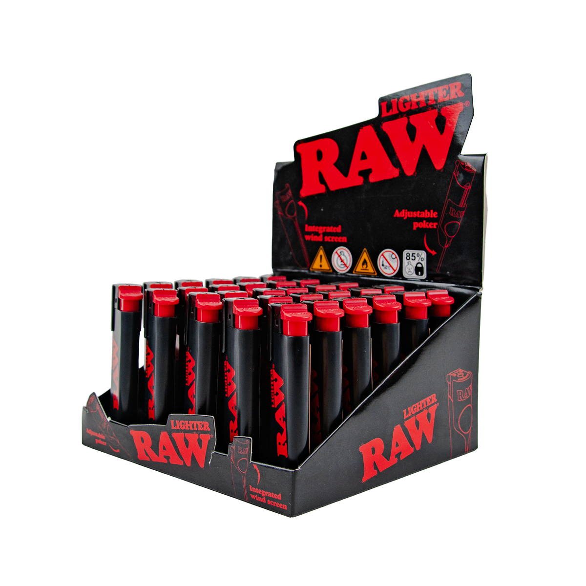 Raw: Black Adjustable Poker Lighters (30 Pack)