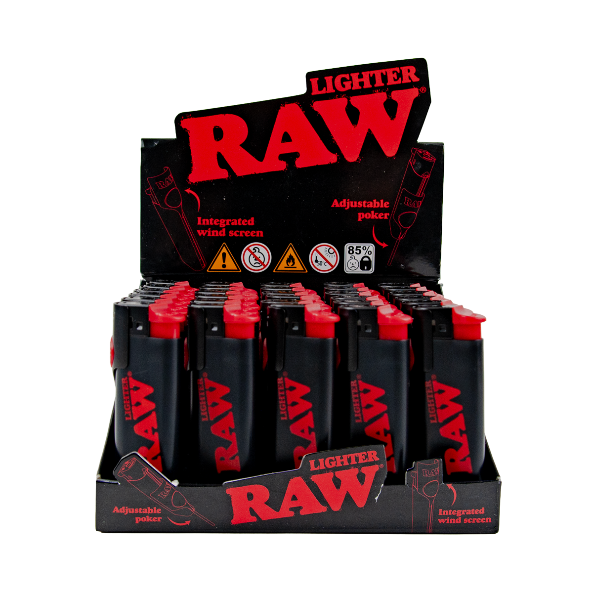 Raw: Black Adjustable Poker Lighters (30 Pack)