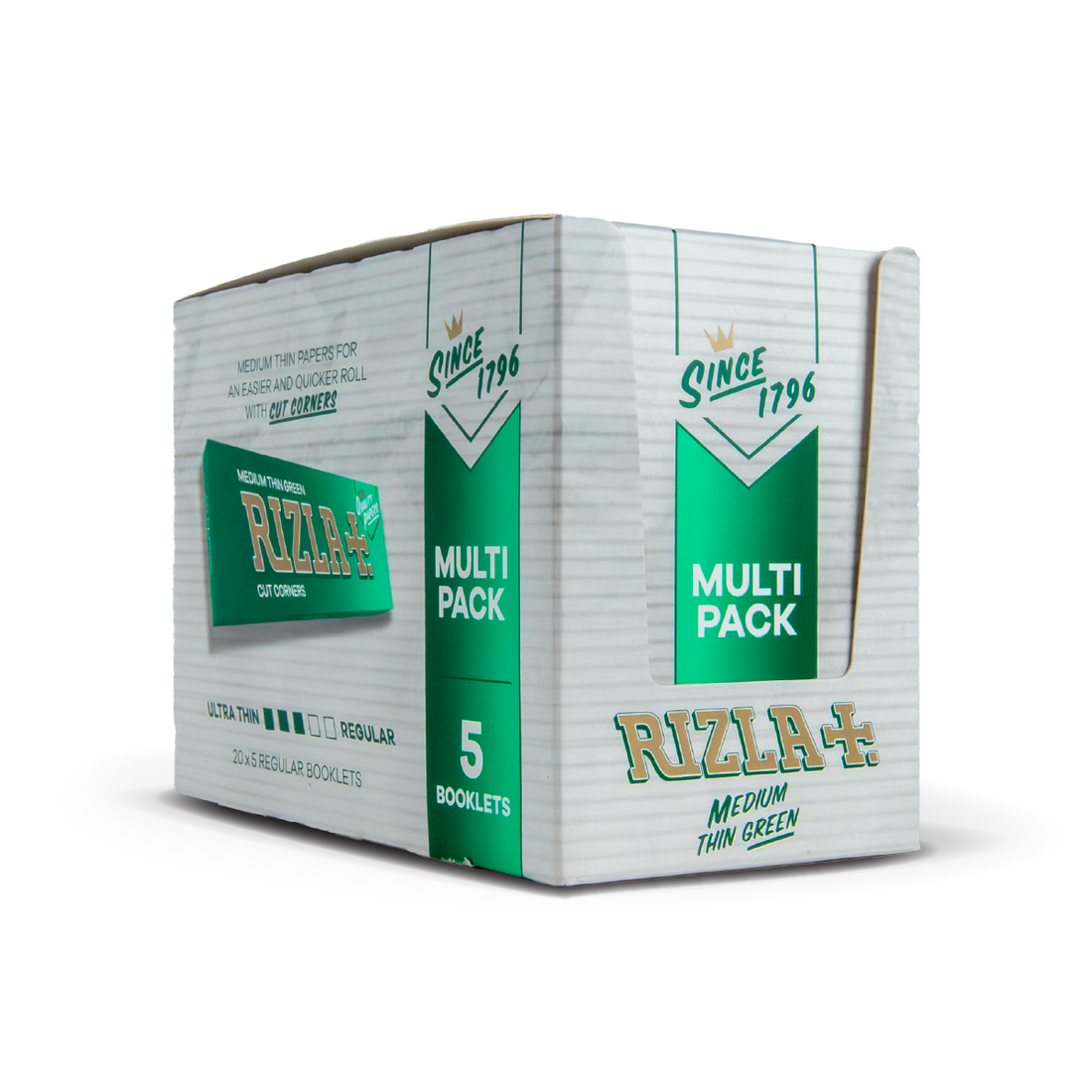 Paper Rijla Rizla Rolling Papers Multipack: Green Standard Size - 5 Booklets (20 P ...
