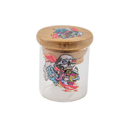 D&K Small Glass Storage Jar Printed Lid (12 Pack)