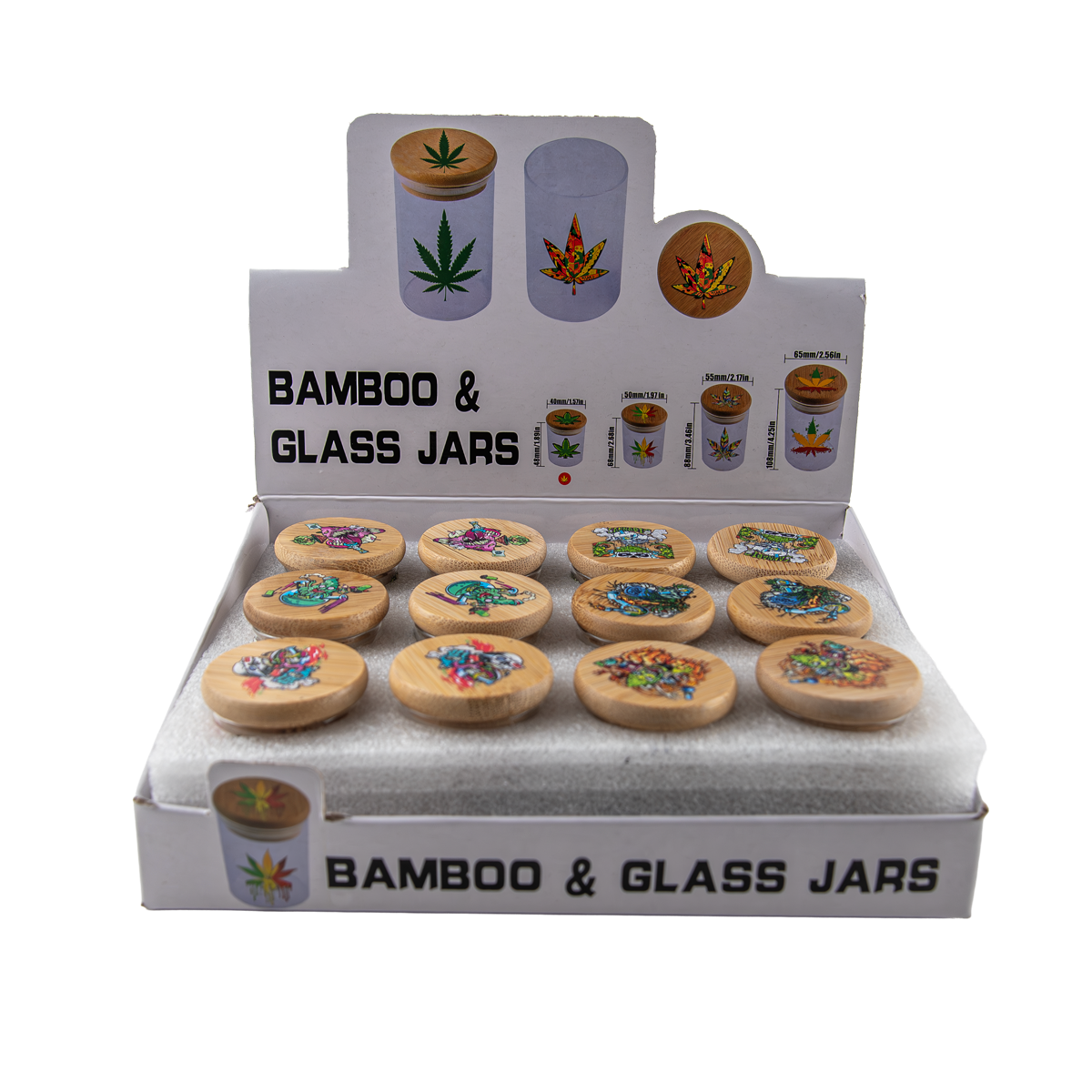 D&K Small Glass Storage Jar Printed Lid (12 Pack)