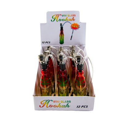 Sparkys Mini Glass Bottle Bong - Rasta Leaf (12 Pack)