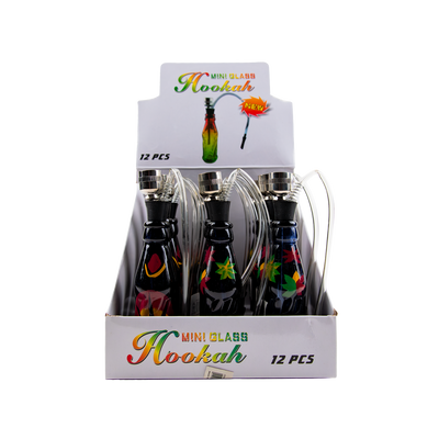 Sparkys Mini Glass Bottle Bong - Painted Leaf (12 Pack)