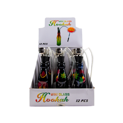 Sparkys Mini Glass Bottle Bong - Painted Leaf (12 Pack)