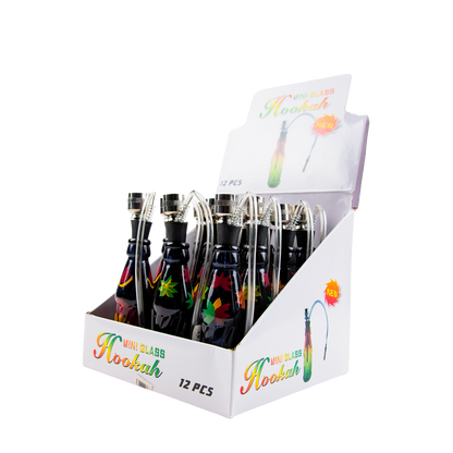 Sparkys Mini Glass Bottle Bong - Painted Leaf (12 Pack)