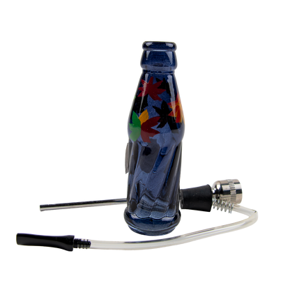 Sparkys Mini Glass Bottle Bong - Painted Leaf (12 Pack)