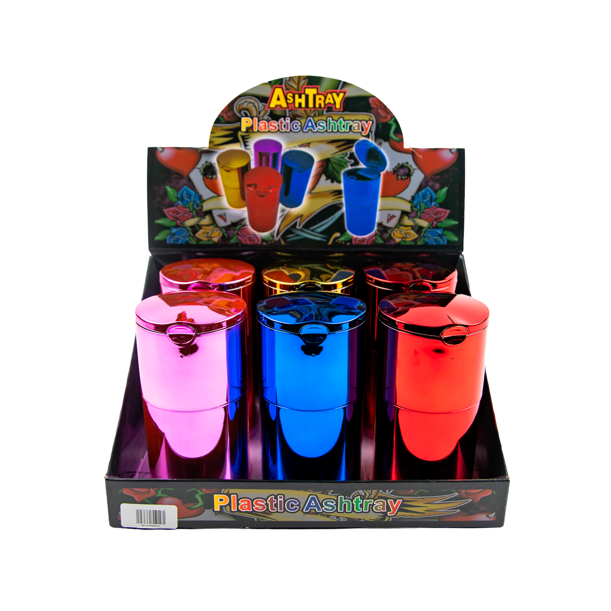 Sparkys Plastic Ashtray Metallic Mixed Colours (6 Pack)