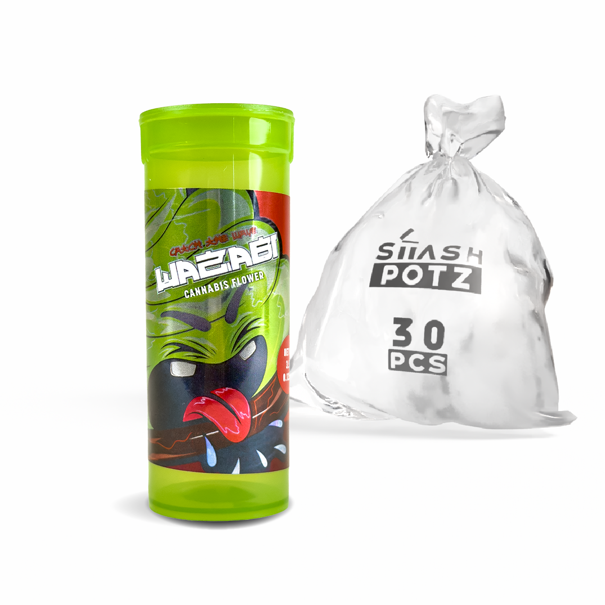 Stash Potz Labelled: Green Pot - Wazabi (30 Pack)