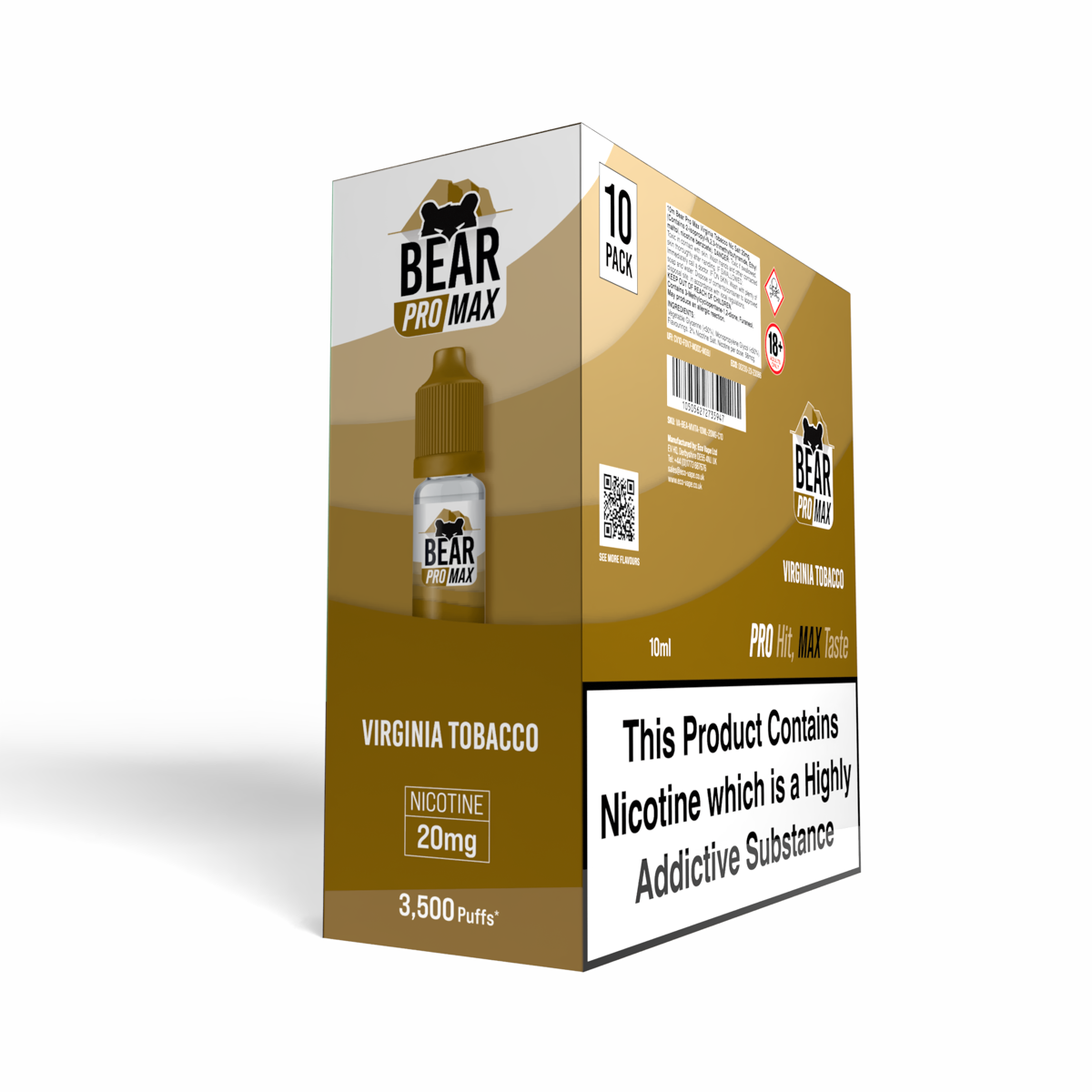 BEAR Pro MAX Salts: Virginia Tobacco - 20mg (10 Pack)