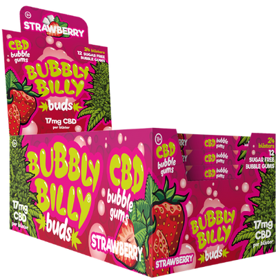 Multitrance Bubbly Billy CBD Strawberry Bubblegums 17mg (Full Box)